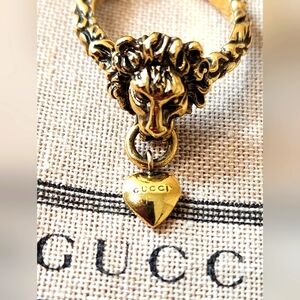 Stunning Gucci Lion Head and Heart Ring, size Medium